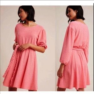 Anthropologie Pink Jovie Textured Mini Dress XS with belt
